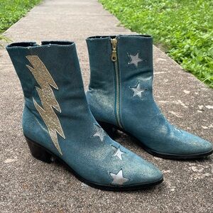 Modern Vice Holiday Bolt Teal Sparkle boot sz 39